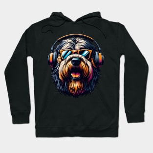 Briard as Smiling DJ in Bold Japanese Art Style Hoodie